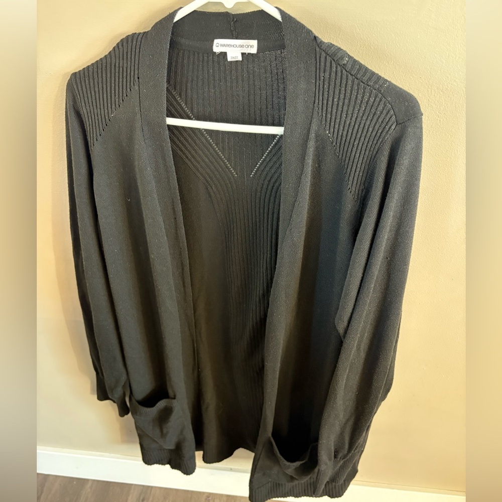Warehouse One Black Cardigan 2X
